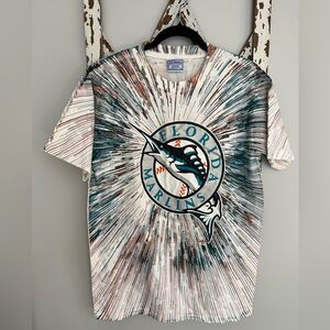 Vintage 90s Shirt Men’s Medium Florida Marlins MLB All Over Print All‎ Sport